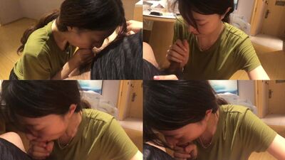 Chinese girlfriend gives blowjob