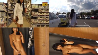 Asian babe flash in supermarket