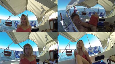 Hot couple fuck in a small boat