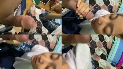 Shy Indonesian girl trying blowjob