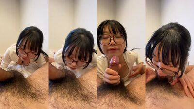 Nerd chinese girl in spec BJ