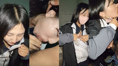 Korean schoolgirl made her daddy cum at staircase