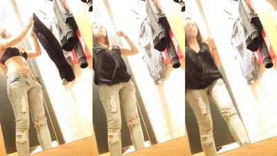 super chio girl in changing room with black sexy bra