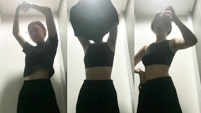 Indonesian teen strips in changing room
