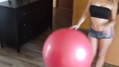 German babe get fucked on exercise ball