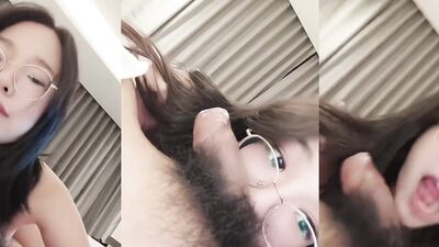 Girl teases circumcised man with blowjob