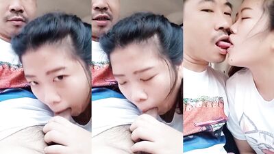 Thai girl blowjob kissing