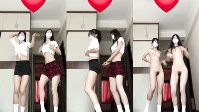 Cute Chinese Couple Teen Strip Dance